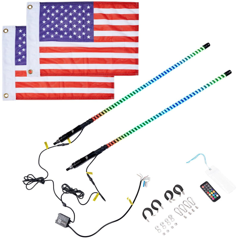 Load image into Gallery viewer, 2PCS 3FT COB Whip Lights w/ App & Remote Control for UTV ATV Boats