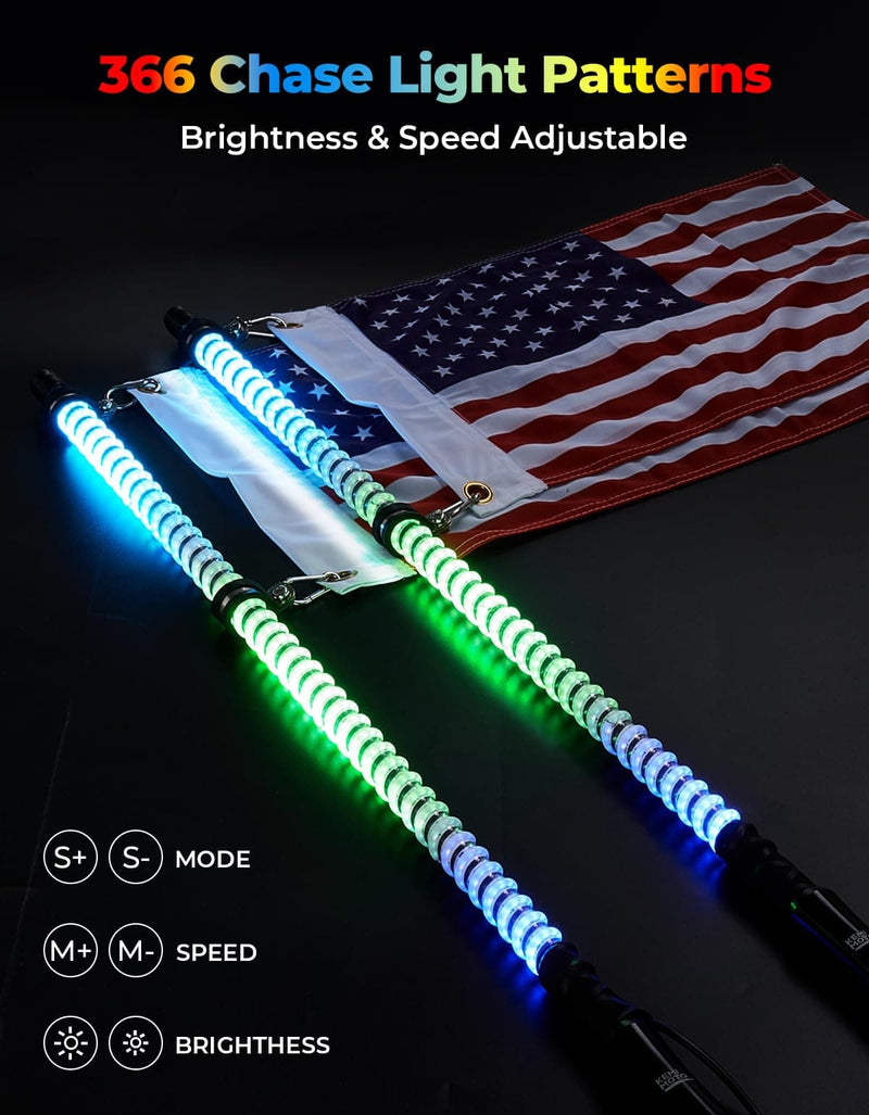 Load image into Gallery viewer, 2PCS 3FT COB Whip Lights w/ App & Remote Control for UTV ATV Boats