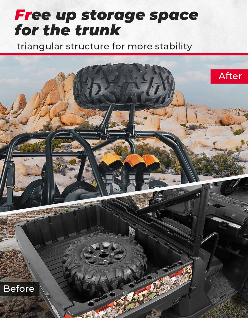 Load image into Gallery viewer, UTV Spare Tire Carrier for 1.5''-2'' Roll Cage for Polaros RZR, Kawasaki Mule