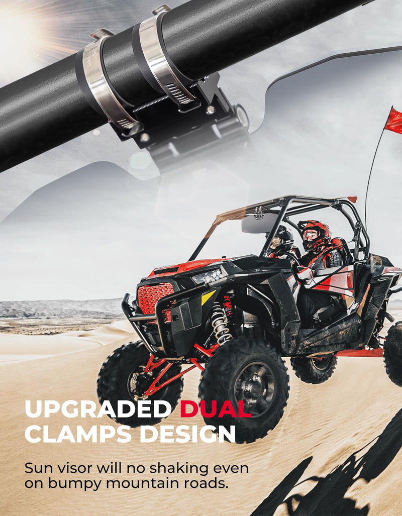 Load image into Gallery viewer, Oversized Upgraded UTV Sun Visor Mirror for 1.5”-2” Roll Bars