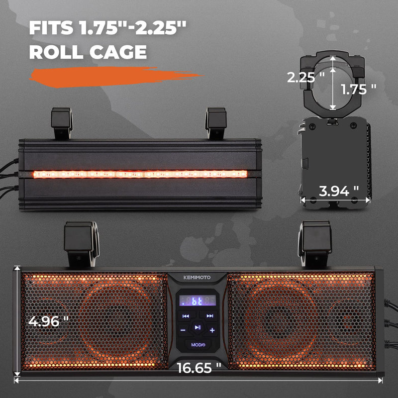 Load image into Gallery viewer, 16'' RGB UTV ATV Golf Cart Sound Bar, BT 5.0, Amplified, IP65 Waterproof Dustproof