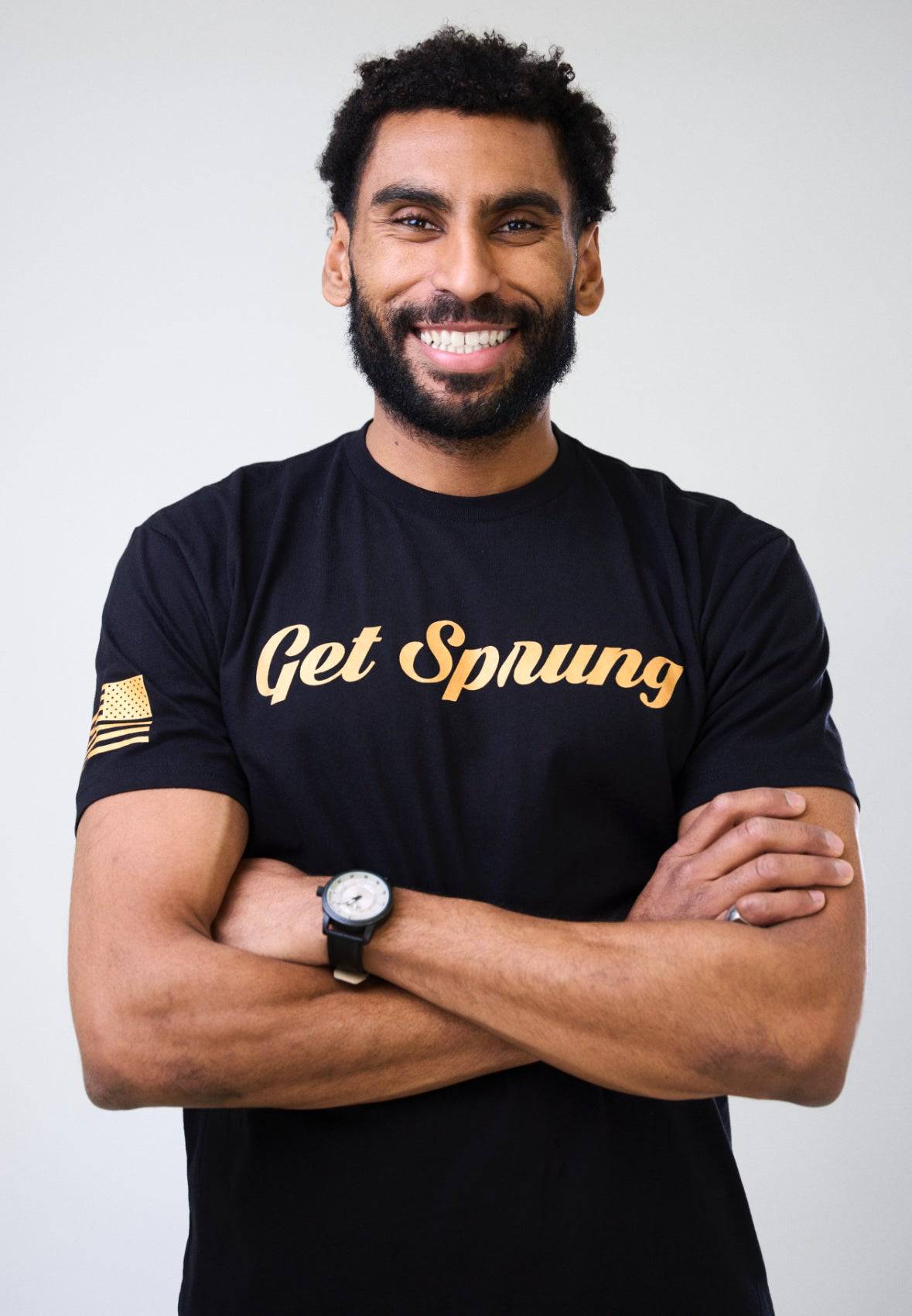 GET SPRUNG Original Version 1 black and bronze unisex t-shirt custom tri-blend by AR-TT