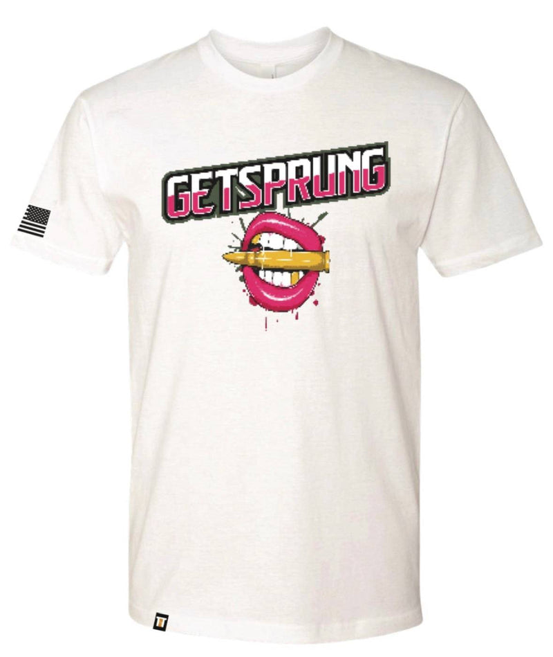 Load image into Gallery viewer, Get Sprung V2 White Bullet lips unisex T-Shirt XS-XXL