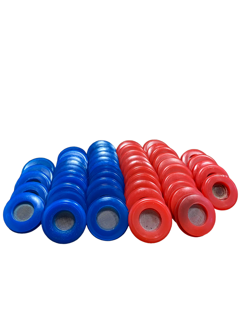 Load image into Gallery viewer, 25 Red & 25 Blue Poly Seal With Filter Gladhand 50 PACK | 10017RBF