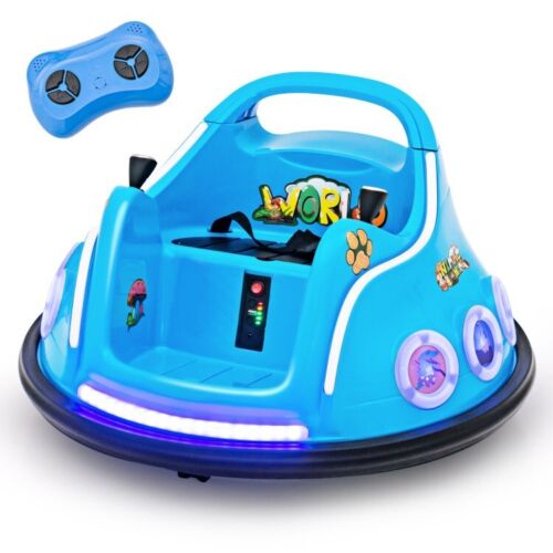 Interactive 12V Bumper Car for Kids with Remote Control, LED Lights, and Music