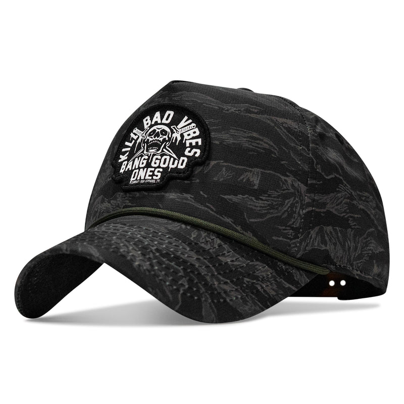 Load image into Gallery viewer, Kill Bad Vibes Skull Patch Weekender Snapback