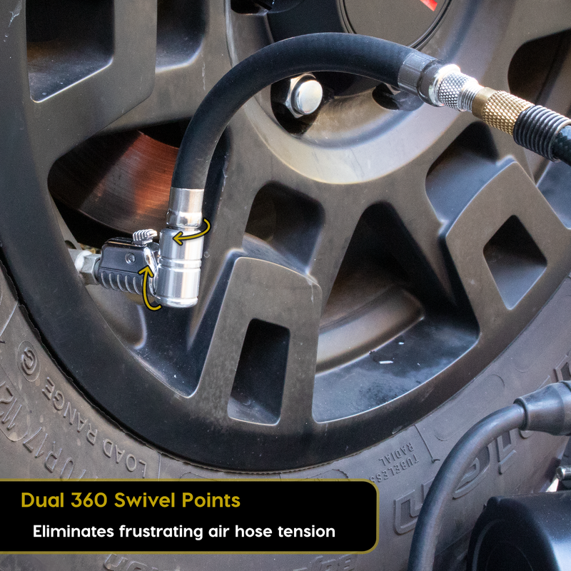 Load image into Gallery viewer, Lightning™ L2X Quick-Connect Locking Tire Inflator Air Chuck Extension | Patented Lock-on Compressor Hose Attachment (Open Flow)