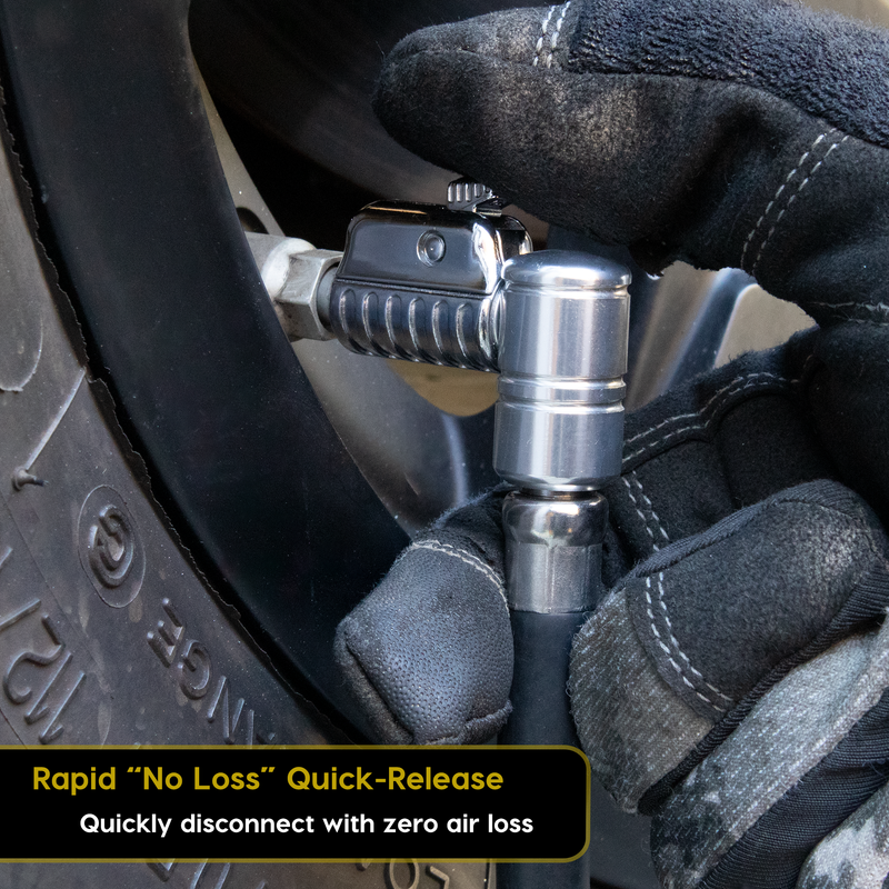 Load image into Gallery viewer, Lightning™ L2X Quick-Connect Locking Tire Inflator Air Chuck Extension | Patented Lock-on Compressor Hose Attachment (Open Flow)
