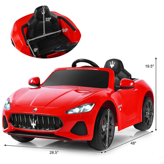 Licensed Maserati GranCabrio 12V Ride-On Car for Kids with Remote Control and Music - Red