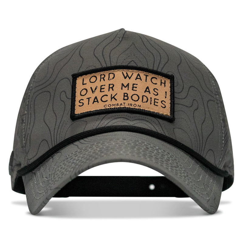 Load image into Gallery viewer, Lord Watch Over Me As I Stack Bodies (Tan) Patch Waterproof Weekender Snapback
