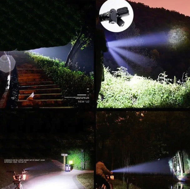Load image into Gallery viewer, 3 Head Zoomable Rechargeable LED Flashlight