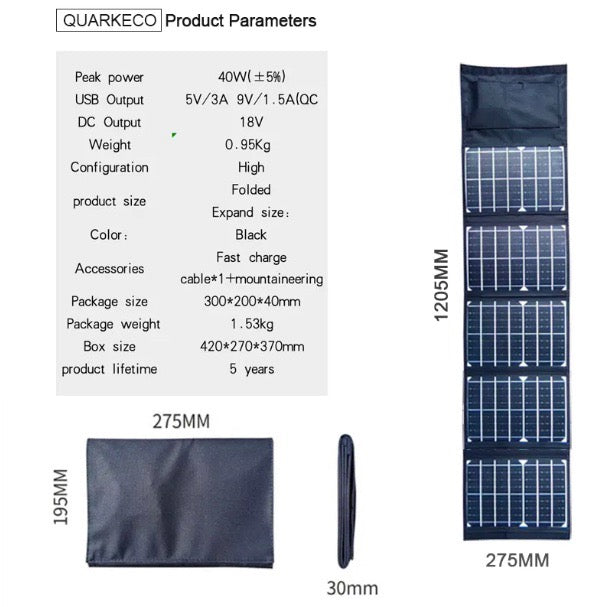 Load image into Gallery viewer, 40W Monocrystalline Folding Solar Panel