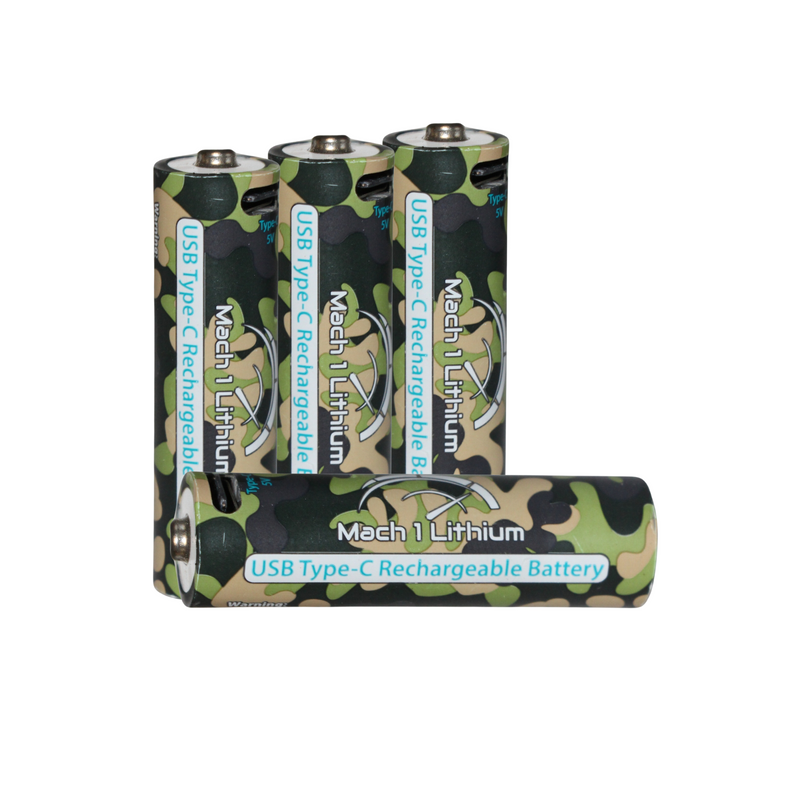 Load image into Gallery viewer, AA Rechargeable Batteries, LI-ION, Camouflage (Pack of 4)