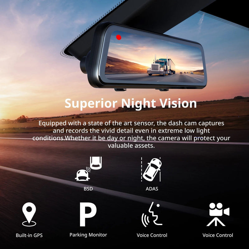 Load image into Gallery viewer, Rexing M1 Pro 2K Dual Mirror Dash Cam 1440p (Front) + 1080p (Rear)