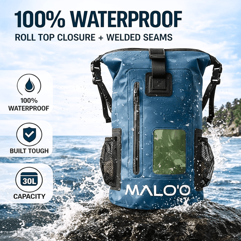 Load image into Gallery viewer, 30L Waterproof Backpack – Roll-Top Dry Bag for Beach, Travel & Outdoor Gear