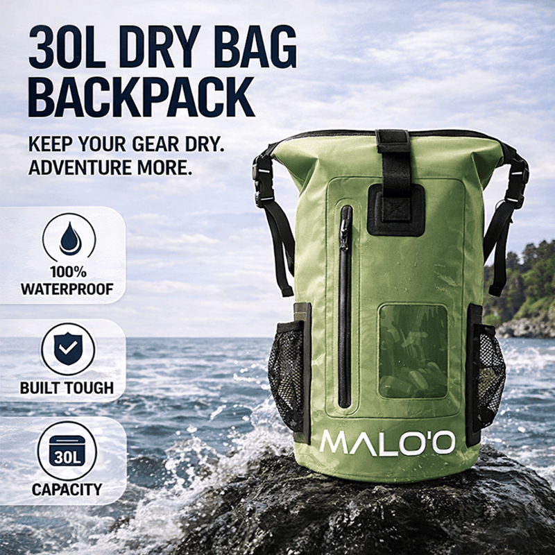 Load image into Gallery viewer, 30L Waterproof Backpack – Roll-Top Dry Bag for Beach, Travel & Outdoor Gear