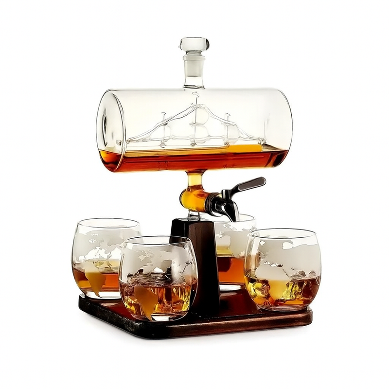 Load image into Gallery viewer, Maritime Sailboat Whiskey Decanter Set