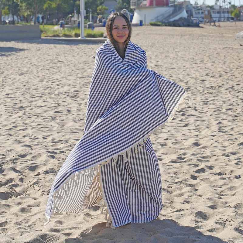 Load image into Gallery viewer, Mediterranean - OVERSIZED Turkish Beach Towel Blanket
