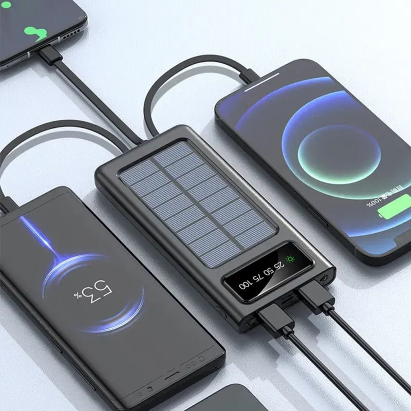 Load image into Gallery viewer, Portable Solar Power Bank with Built-in Cables