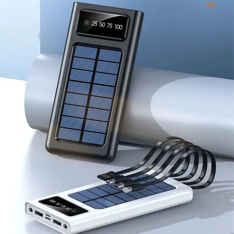 Load image into Gallery viewer, Portable Solar Power Bank with Built-in Cables