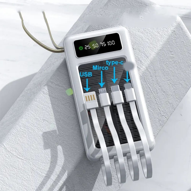 Load image into Gallery viewer, Portable Solar Power Bank with Built-in Cables