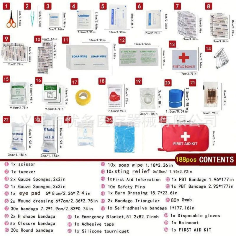 Load image into Gallery viewer, 188-Piece Emergency First Aid Kit