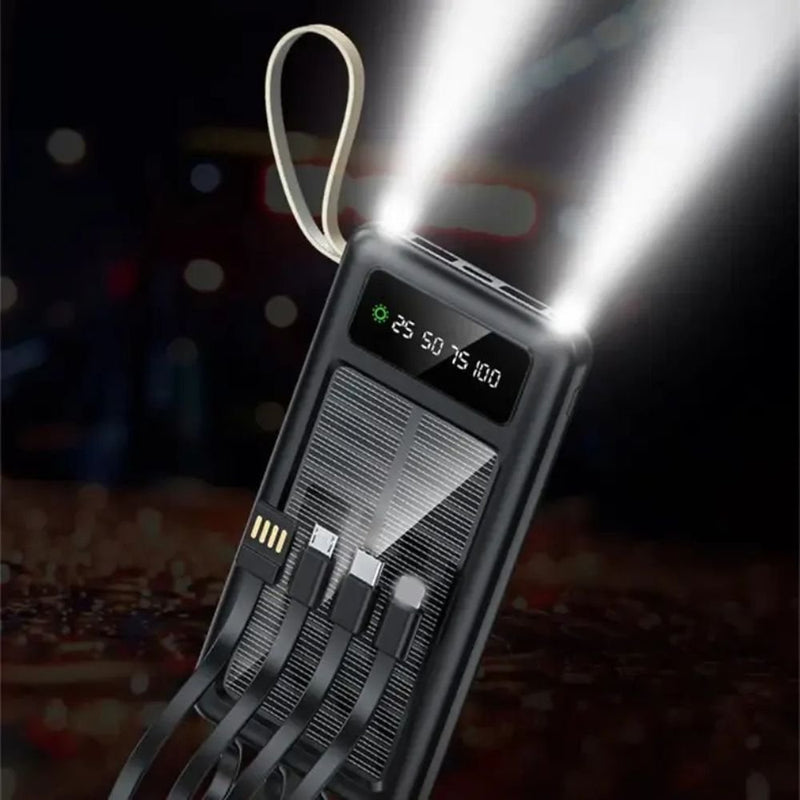 Load image into Gallery viewer, Portable Solar Power Bank with Built-in Cables