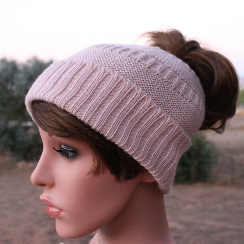 Load image into Gallery viewer, Messy Bun Alpaca Hat
