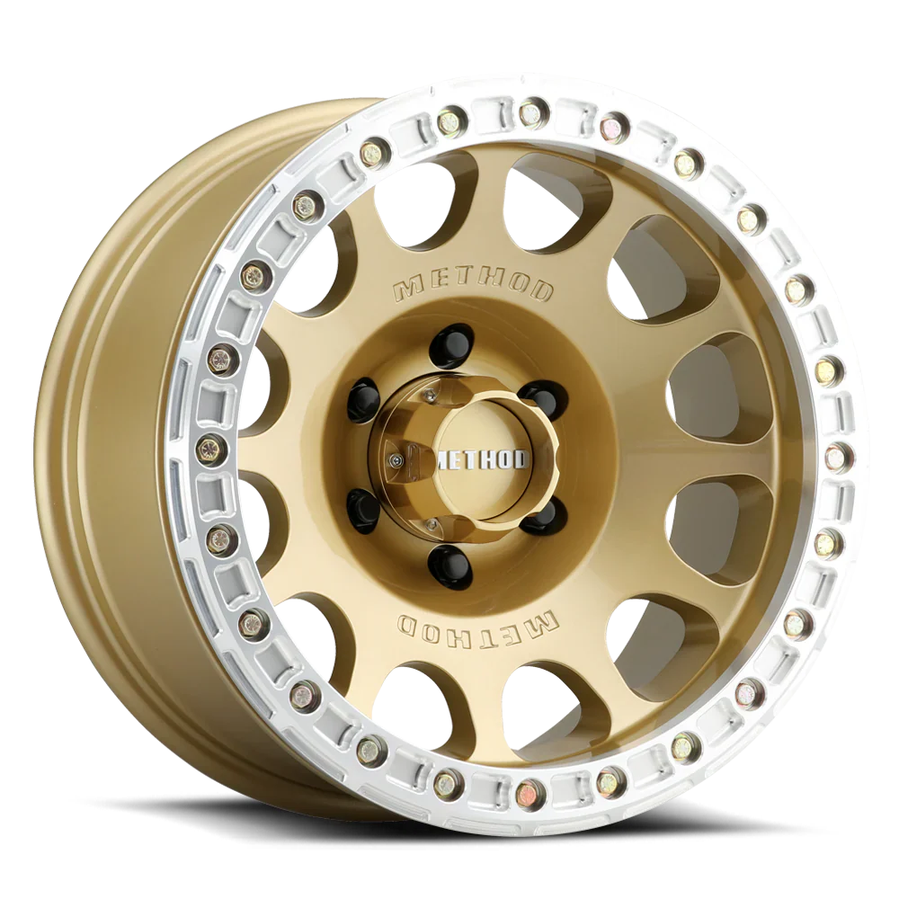 Method MR105 V3 Beadlock 17x9 -38mm Offset 5x5 71.5mm CB Gold Wheel w/ BH-H24125