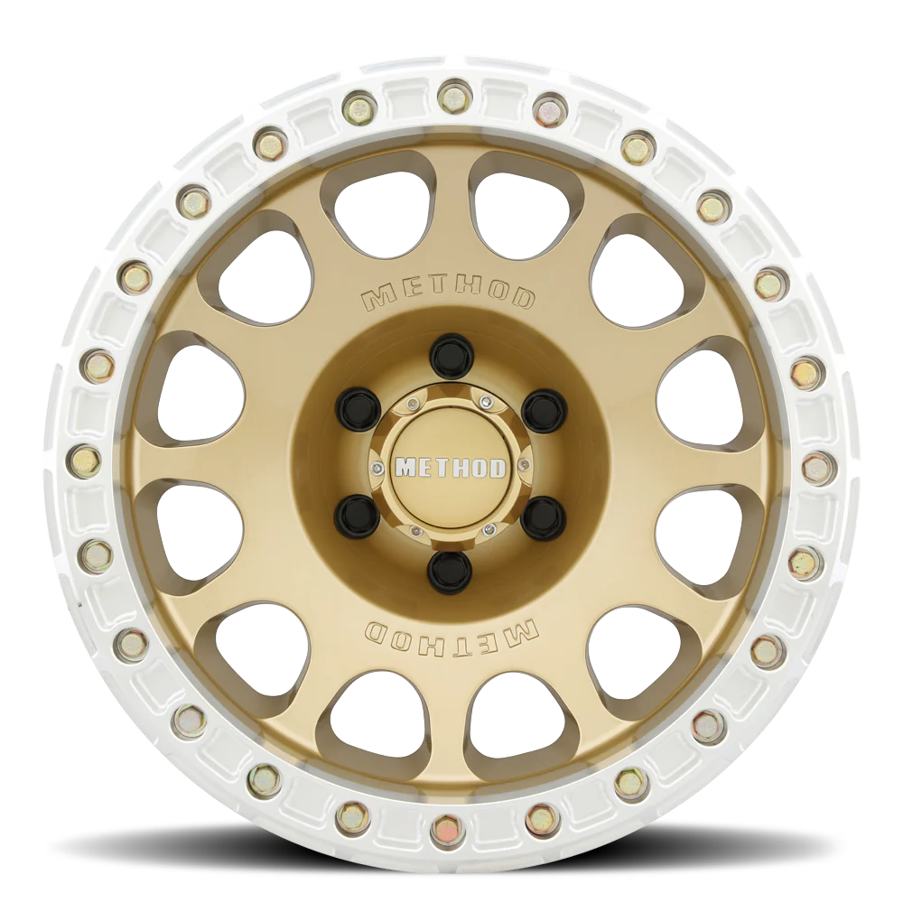 Method MR105 V3 Beadlock 17x9 -38mm Offset 5x5 71.5mm CB Gold Wheel w/ BH-H24125