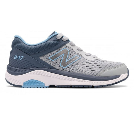 Women's New Balance 847v4, Light Aluminum/Vintage Indigo/Team Carolina, 12 B Medium - Skoutley Outdoors LLC