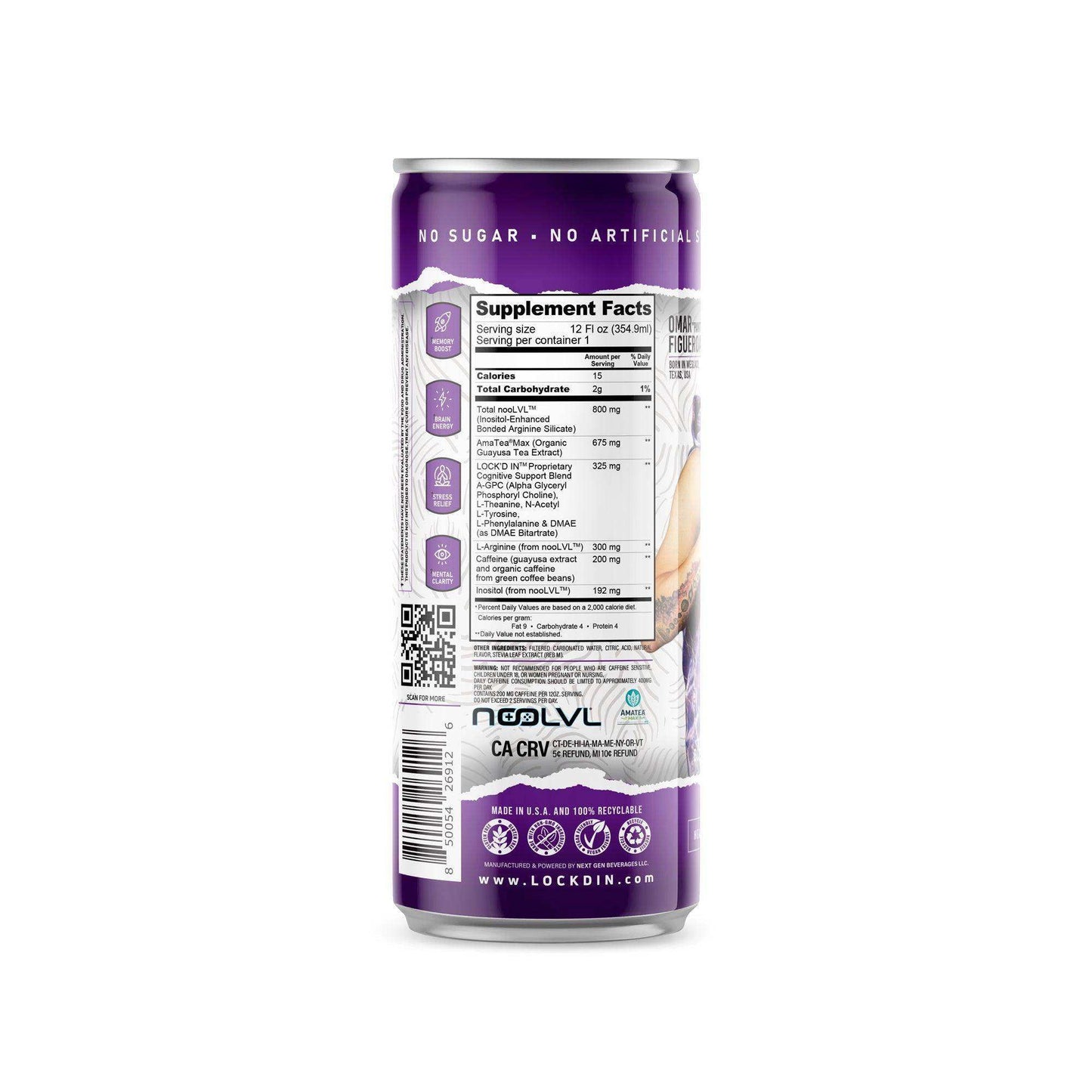 12-Pack LOCK'DIN Nootropic Performance Drink: Grape - Skoutley Outdoors LLC