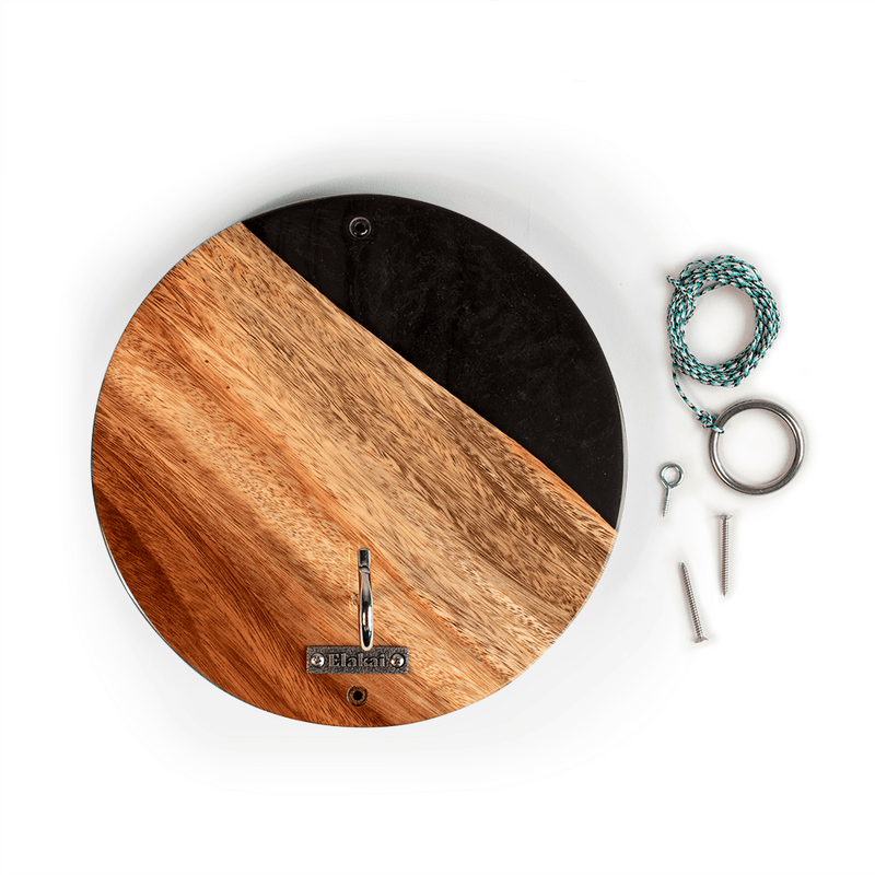 Load image into Gallery viewer, One of a Kind Black Epoxy Resin Live-Edge Wood Hook and Ring Toss Game