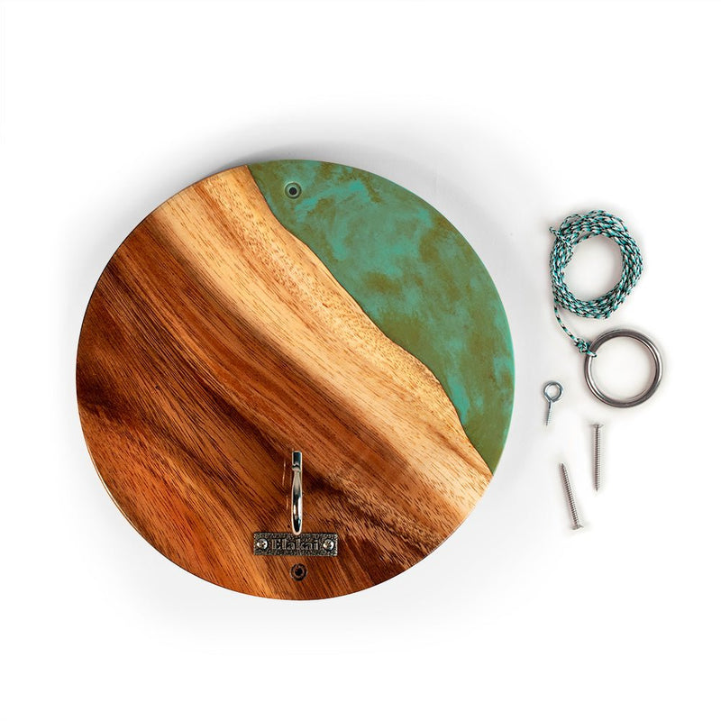 Load image into Gallery viewer, One of a Kind Teal and Orange Pearl Epoxy Resin Live-Edge Wood Hook and Ring Toss Game