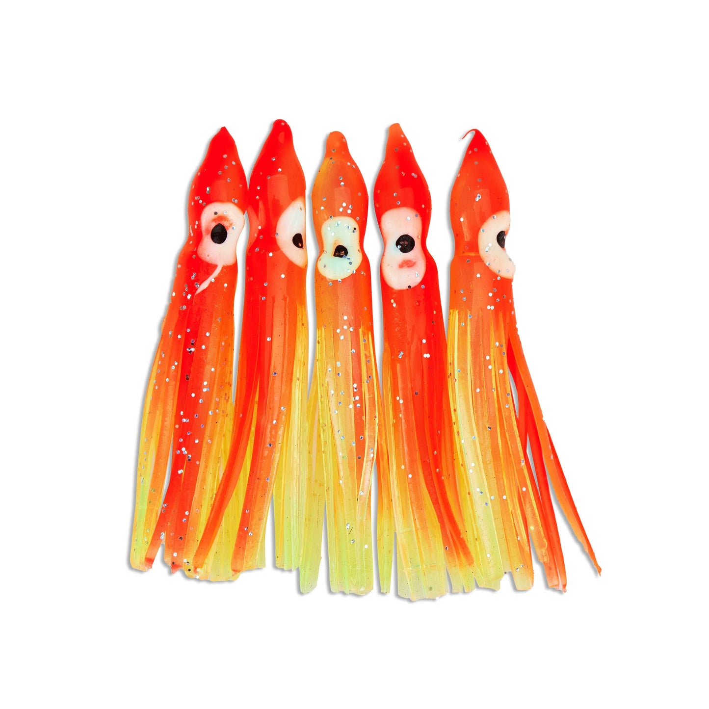 "Sunset Sherbert" Hoochie Squid Skirts (5x PACK) 3.5" - Skoutley Outdoors LLC