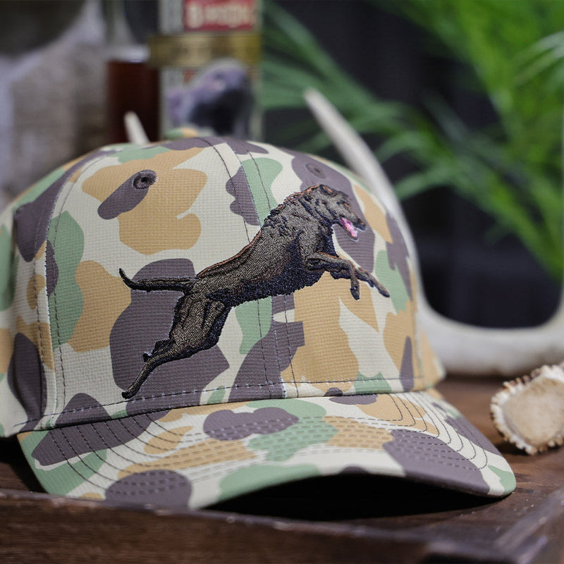 Load image into Gallery viewer, Chocolate Lab 6-Panel Riverside Vintage Camo Cap