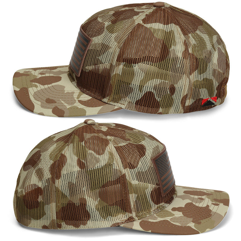 Load image into Gallery viewer, Old School Desert Camo All Mesh Leather Patch American Flag Hat