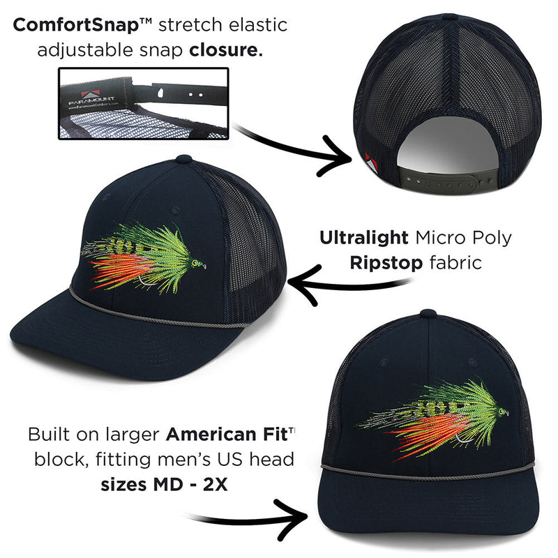 Load image into Gallery viewer, Fire Tiger Streamer Fly Fishing Mesh Back Rope Cap