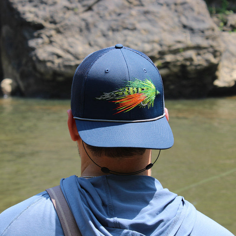 Load image into Gallery viewer, Fire Tiger Streamer Fly Fishing Mesh Back Rope Cap