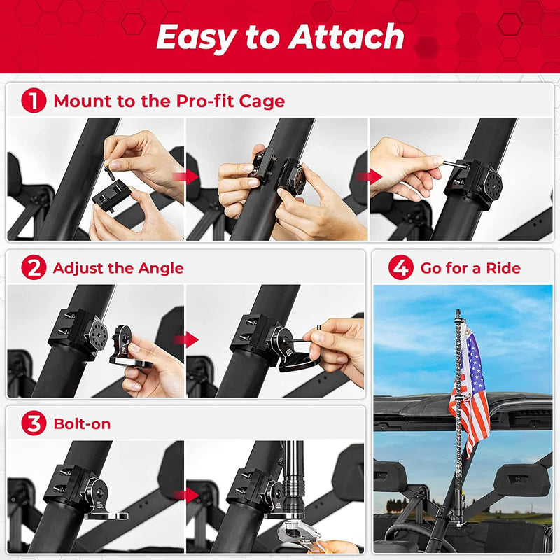 Load image into Gallery viewer, UTV Whip Light Flag Mount for Pro-fit Cage