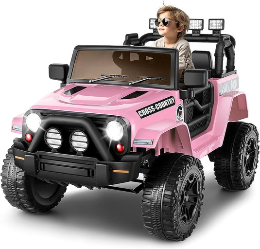 Premium 12V Electric Ride-On Jeep for Kids with Remote Control, LED Lights, AUX & USB, and 3 Speed Options