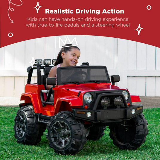 Premium 12V Ride-On Truck for Kids with 3 Speeds, LED Lights, Remote Control, and Bluetooth Connectivity