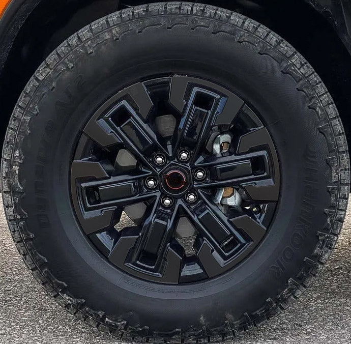 Load image into Gallery viewer, Premium Cast Black Vinyl Decal Overlays for 2022-2023 Frontier 17" Pro4X Wheels