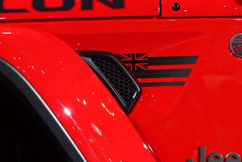 Load image into Gallery viewer, Premium Cast Matte Black Vinyl Flag Decals for Wrangler JL and Gladiator Fender Ventsx2