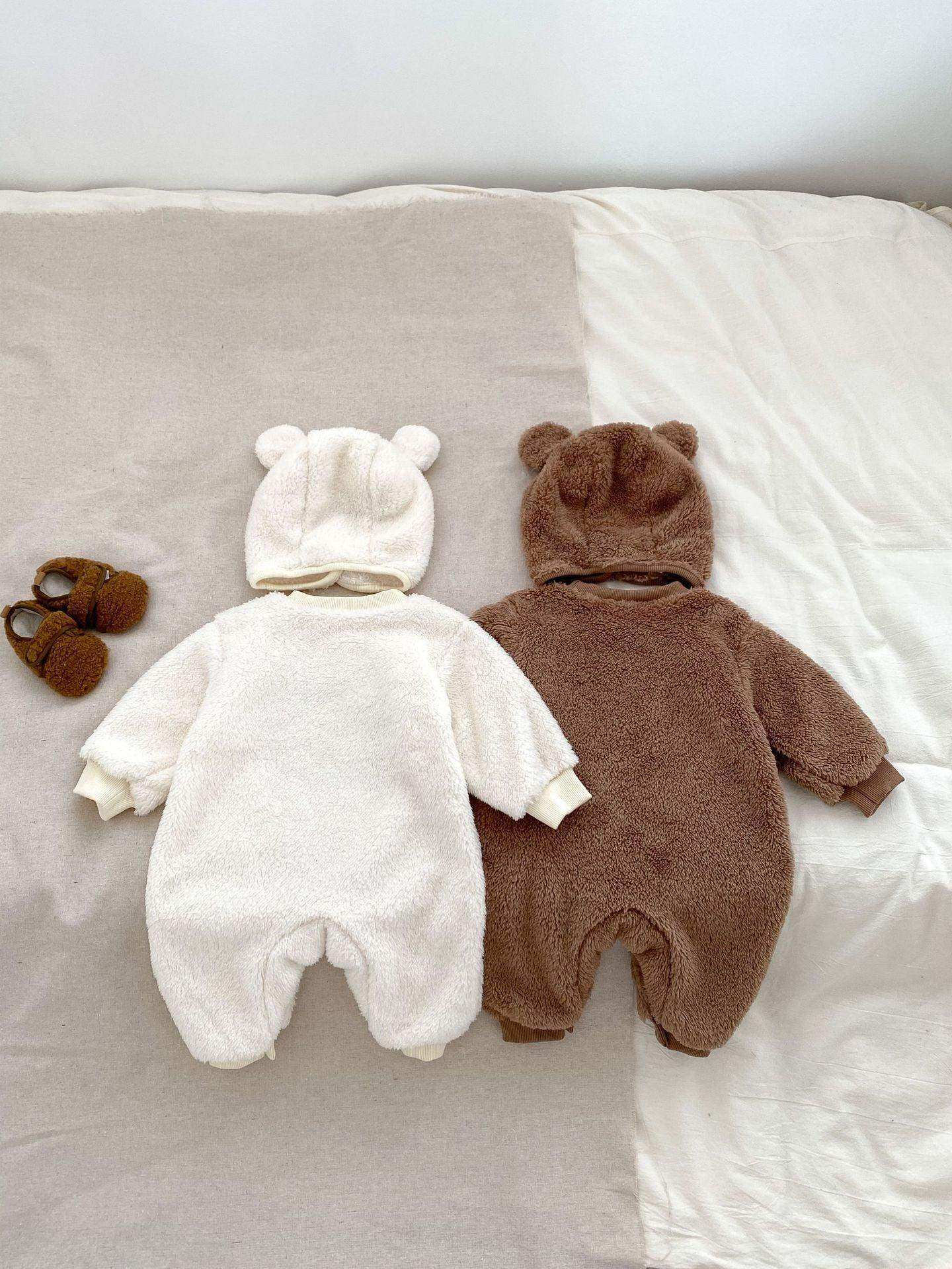 Winter Infant Baby Lovely Teddy Bear Cartoon Pattern Thermal Pajamas Romper - Skoutley Outdoors LLC