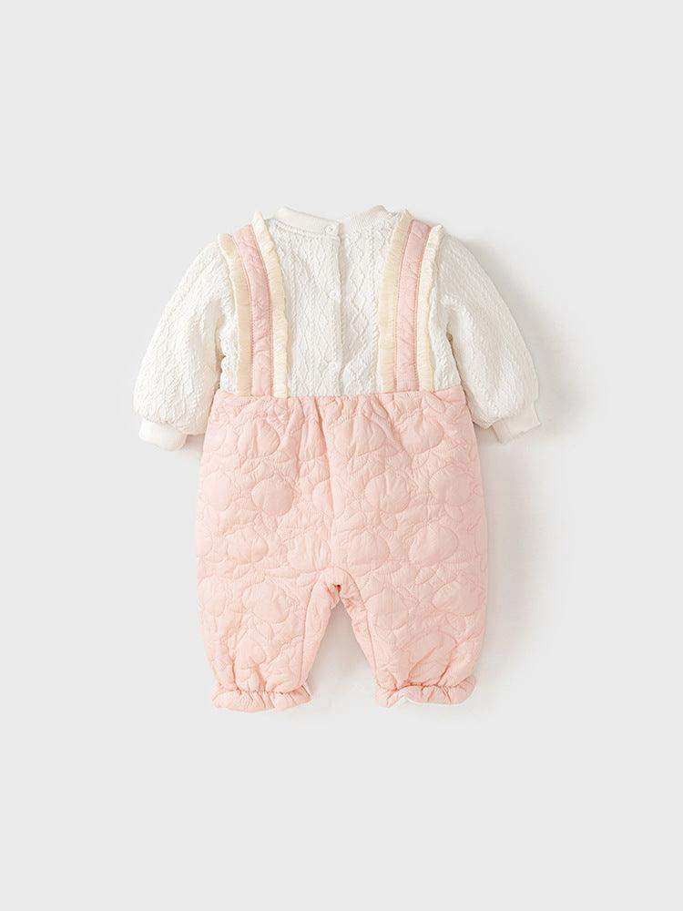 Winter Baby Thick Home Clothes Pink-White Patchwork Romper With Hat - Skoutley Outdoors LLC