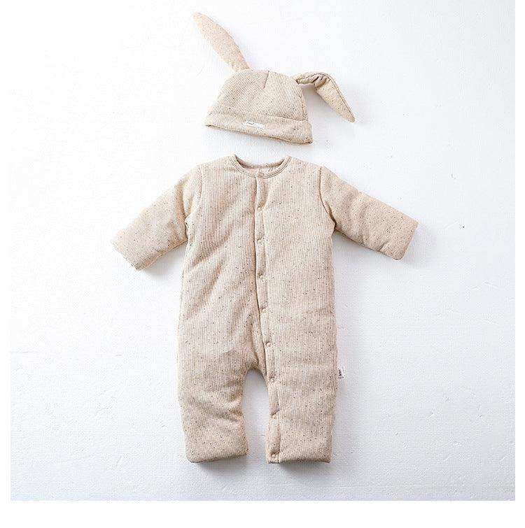 Winter Arrival Unisex Baby’s Padded Oatmeal-colored Long Rompers for Warmth - Skoutley Outdoors LLC