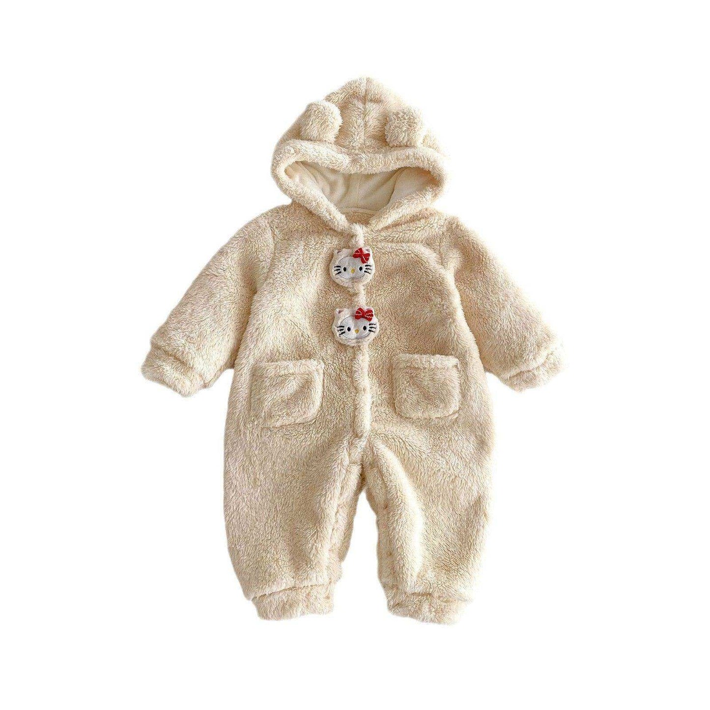 Winter New Arrival Baby Cute Teddy Hooded Design Warm Fleece Rompers - Skoutley Outdoors LLC