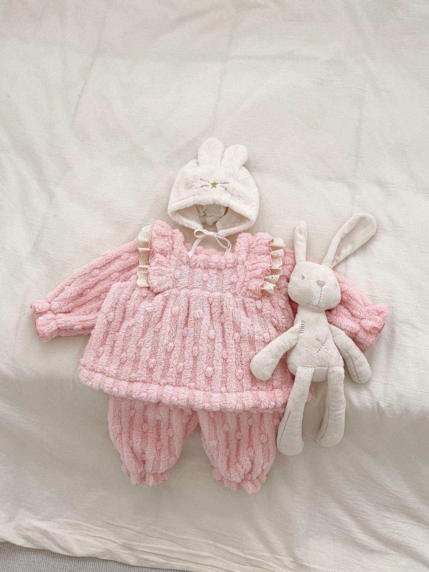 Winter Baby Girls Thick Thermal Long Sleeve Dress Design Sweater And Pants Two Pieces Sets - Skoutley Outdoors LLC