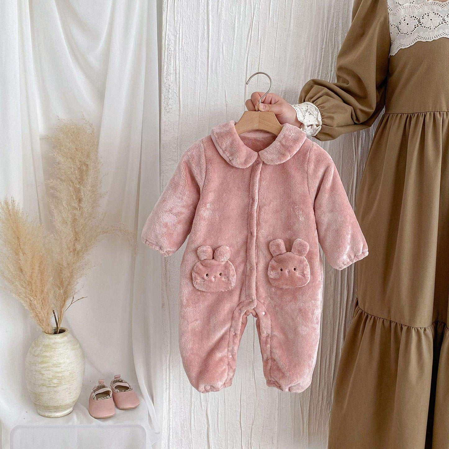 Winter New Arrival Baby Girls Cute Rabbits Pattern Warm Double-sided Fleece Rompers - Skoutley Outdoors LLC